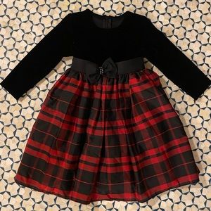Jayne Copland Long Sleeve Black and Plaid Bowed Dress size 2T